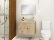 Kit Armário MDF para Banheiro Completo Luna 60 com Espelho e Cuba vidro