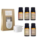 Kit Aromatizador Difusor Elétrico Bivolt Original de Porcelana + 5 Óleos Essenciais Via Aroma 10ml