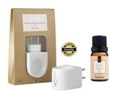 Kit Aromatizador Difusor Porcelana Via Aroma + Essência 10ml Madeira Nobre - Lavanda - Alecrim