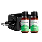 Kit aromatizador porcelana preto mais 2 óleos essenciais menta piperita