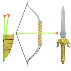 Kit Arqueiro Medieval Arco e Flecha com Espada Infantil 
