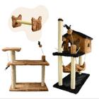 Kit Arranhador Sisal Casa com Rede e Mola Maluca Brinquedo para Gato MIUPETZ