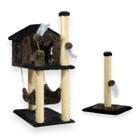 Kit Arranhador Sisal Gato Casa Casinha com Rede Com Poste Arranhador P Para Pets Animais De Estimação - MIU