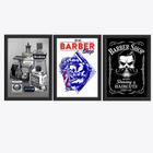 Kit Arte Barber Shop 3 Quadros Decorativos Barbearia