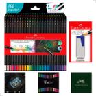 Kit Artes Desenho Lápis Cor 100 Cores 1 Apontador com Depósito Profissional Original Faber Castell