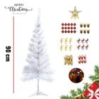 Kit Arvore De Natal Branca Decorada Com Enfeites Natalinos Mais Pisca-Pisca Completa 90 cm