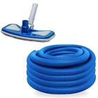 Kit Aspirador para Limpeza de Piscina Sem Cabo + Mangueira de 10 Metros 38mm Azul