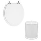 Kit Assento Laqueado Oval Branco + Lixeira Redonda 6L