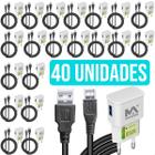 Kit Atacado Carregadores Com 20 Peças De Fonte Usb Bivolt Turbo E 20 Cabo V8 Resistente