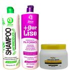 Kit Ativo Progressiva Organica Matizadora + Que Liso 2x1l + Condicionador Aminoacidos 500g Mairibel