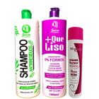 Kit Ativo Progressiva Organica Matizadora + Que Liso Juca 2x1l + Reparador de Fios 300ml Mairibel