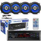 Kit Auto 4 Falantes 5 Pol + Toca Radio Carro Mp3 Player Usb Som + antena