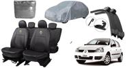 Kit Automotivo: Capa de Couro Clio 1990-2012 + Capa de Cobrir e Limpador