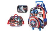 Kit Avengers Marvel Mochila Roda Costas + Lancheira + Estojo