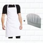 Kit Avental Em Tecido Chef + Chapéu Chef Tok Plissado Cozinh