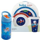 Kit Aventuras Astronauta Prato Tigela Bowl Copo E Garrafinha Buba