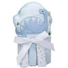 Kit baby 1 toalha c/ capuz + 3 toalha de boca dino azul new - CAMESA