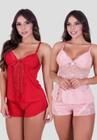 Kit Babydoll Básico + Babydoll Detalhes Em Renda