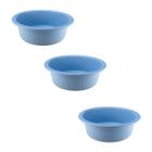 Kit Bacia Multiuso Canelada Reciclada de Plástico 1,2 litro Pequena Azul 3 peças - Wareshop