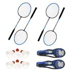 Kit Badminton 12 Peças 4 Raquetes 6 Petecas 2 Bolsas Esporte Olimpico - DS Home