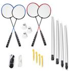 Kit badminton completo 4 raquetes, 3 petecas, rede e suporte