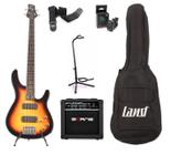 Kit baixo land elétrico 3 tone sunburst lb3-4 3ts+acessórios