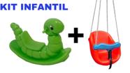 Kit Balanço bebe Vermelho Infantil para crianças Apatir de 03 anos de idade + 1 Gangorra Nhoca Verde super resistente fa