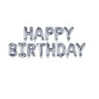 Kit Balão Metalizado Happy Birthday Prata 40cm  13 letras