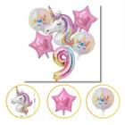 Kit Balão Unicórnio 5 Anos Bexiga Número aniversário menina decoração unicornio