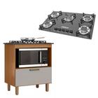 Kit Balcão Cooktop Zanzini Italia 1 Porta e Fogão Cooktop 5 Bocas Trempe de Chapa