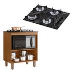 Kit Balcão Cooktop Zanzini Master sem Porta e Fogão Cooktop 4 Bocas Preto Efeito Mármore Chamalux