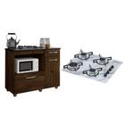 Kit Balcão para Cooktop Cozinha Kaiki Violeta com Fogão Cooktop 4 Bocas Ultra Chama Branco Mármore Chamalux - KAIKI MÓVEIS