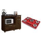 Kit Balcão para Cooktop Cozinha Kaiki Violeta com Fogão Cooktop 5 Bocas Tripla Chama Vermelho Chamalux