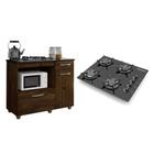 Kit Balcão para Cooktop Cozinha Kaiki Violeta com Fogão Cooktop Chef 4 Bocas Ultra Chama Chamalux Preto - KAIKI MÓVEIS