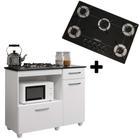 Kit Balcão para Cooktop Violeta 2 Portas com Fogão Cooktop 5 Bocas Ultrachama Preto