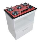 Kit Balcão Salvia Branco com Cooktop Vermelho 5 Bocas Bivolt Chamalux