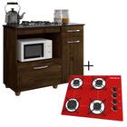 Kit Balcão Violeta com Cooktop Veremelho 4 Bocas Bivolt 