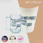 Kit Balde de Gelo 6 litros + Caneca de vidro 300 ml Especial Dia dos Pais Presente Uatt