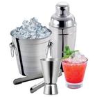 Kit Balde de Gelo Inox 1,2 L Com Pegador + Coqueteleira + Dosador Duplo