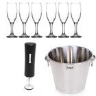 Kit Balde Gelo 6l + Abridor Elétrico + 6 Taças Inox - Class Home