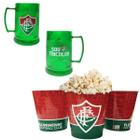 Kit Balde Pipoca 2,5L+ Caneca Gel Cerveja Gelada Fluminense - Brasfoot