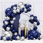 Kit Balloon Arch Garland YMSZ azul/prata 134 unidades para festa