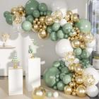 Kit Balloon Garland Arch MEBAY Sage Green White Gold 146 unidades