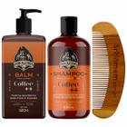 Kit Balm Barba Shampoo Cabelo Pente Curvo Coffee Don Alcides