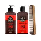 Kit Balm e Shampoo Para Barba Negra + Pente Grande Don Alcides