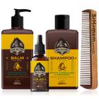 Kit Balm Shampoo Óleo Pente Duplo Barba Lemon Bone Don Alcides