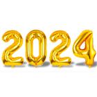 Kit Balões metalizados Dourado 2024 Decoração Ano Novo festa