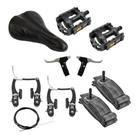 Kit Banco Selim Bicicleta + Freio V- Brake Pedal + Câmara Ar