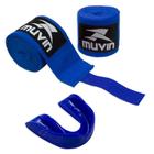Kit Bandagem Elástica 3 Metros + Protetor Bucal Muvin - Proteção Mão Boca Punho - Luta Boxe MMA Muay Thai Artes Marciais
