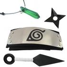 kit Bandana Naruto aldeia da folha, Kunai, Shuriken e Colar Naruto Tsunade Hokage Hashirama Pedra Verde